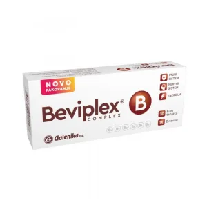 Beviplex B complex – B1, B2, B6, B12, niacin i pantotenska kiselina. Za nervni sistem, smanjenje umora, energetski metabolizam, zdravu kožu