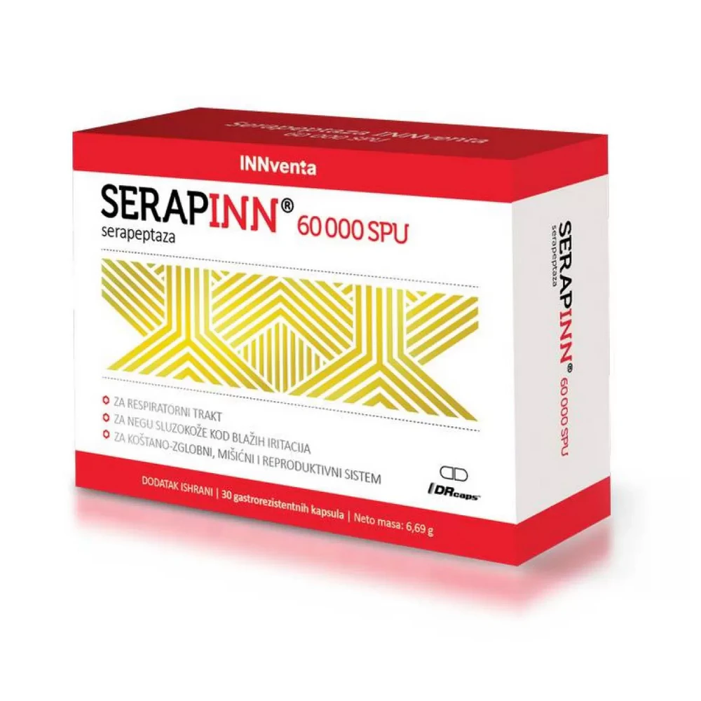 Serapinn kapsule – serapeptaza 60000 za upale i otoke Serapinn kapsule – serapeptaza 60000 za upale i otoke